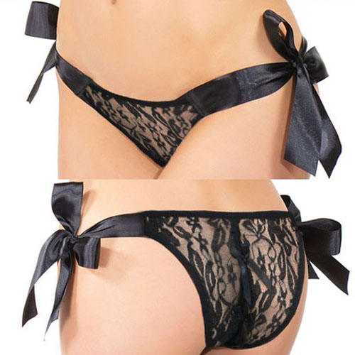 TANGA LAZOS ENCAJE COLOR NEGRO 8425